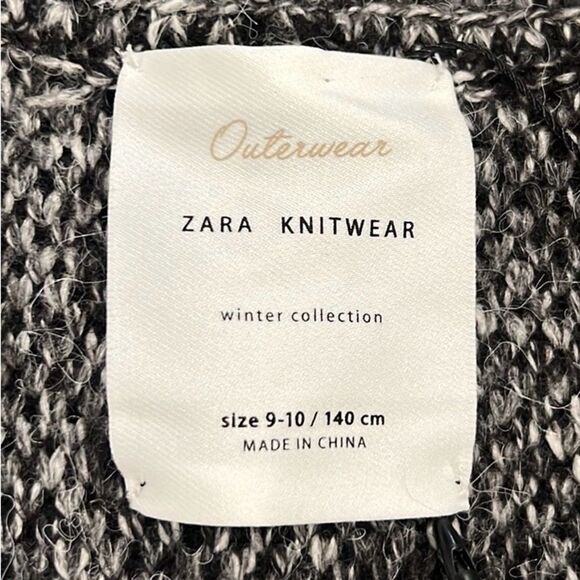 Zara knit wear gray kids zip up sweater jacket size 9-10 NWT - Picture 5 of 7